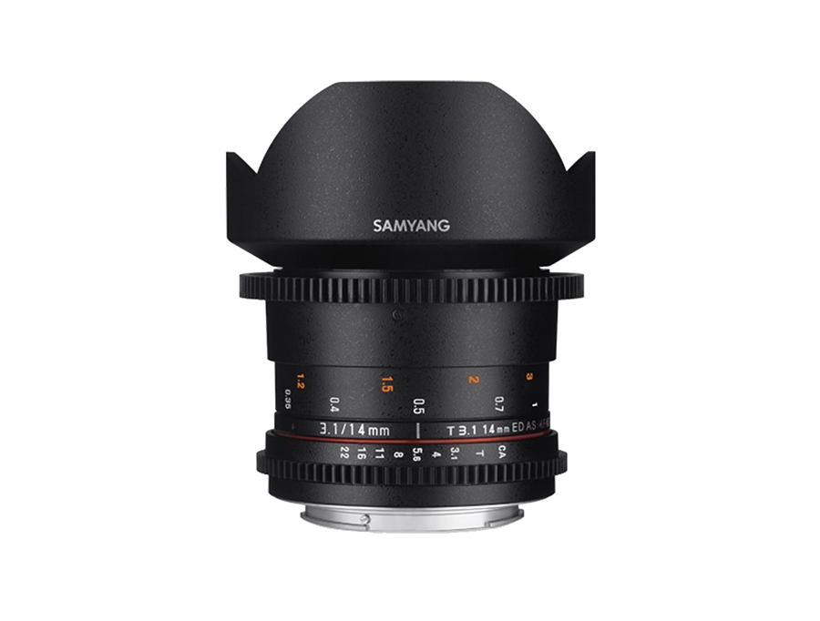 A photo of Samyang 14mm T3 1 VDSLR ED AS IF UMC II for hire in London